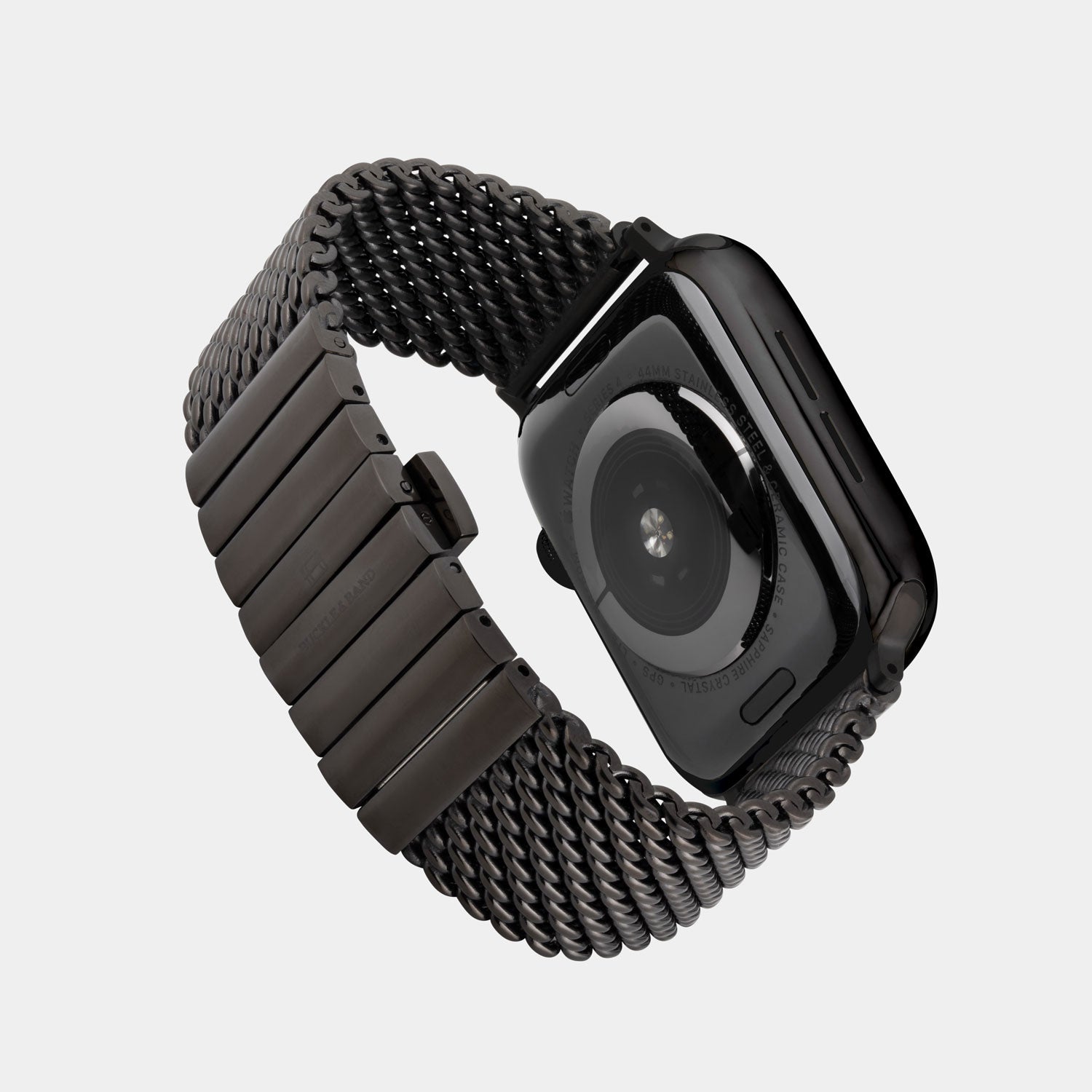 Milanese Black Stainless Steel Luxury Apple Watch Strap - Buckle and Band - SSM - 38 - BL - BL