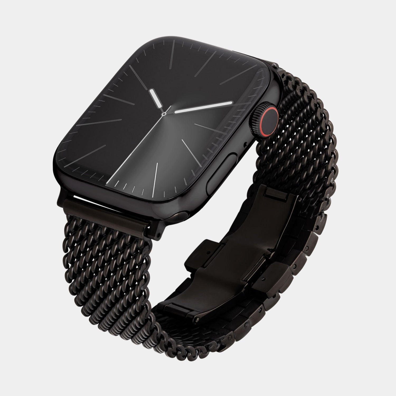 Milanese Black Stainless Steel Luxury Apple Watch Strap - Buckle and Band - SSM - 38 - BL - BL