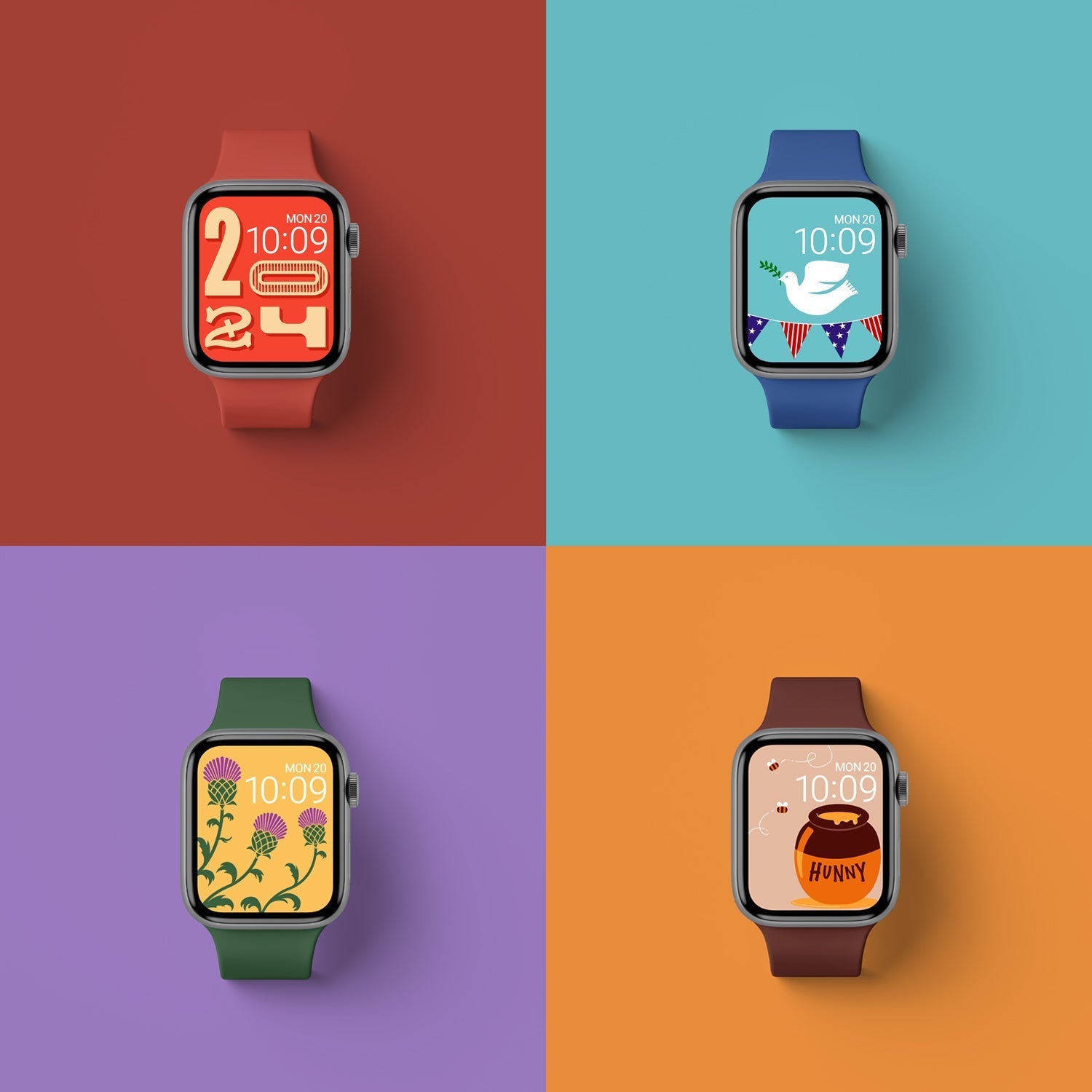 Wallpapers of the Month| Jan | Apple Watch Wallpapers - 4 Pack - Buckle and Band - JANWP